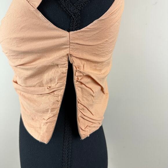 Vestique Ruched Cotton Crop Top Women S Peach Cap Sleeve Festival Y2K Streetwear - Picture 7 of 10